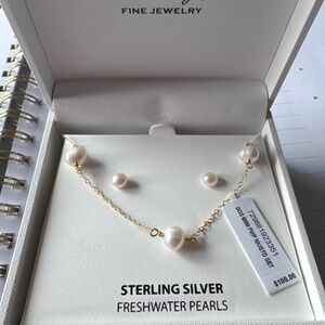 Pearl necklace and earrings